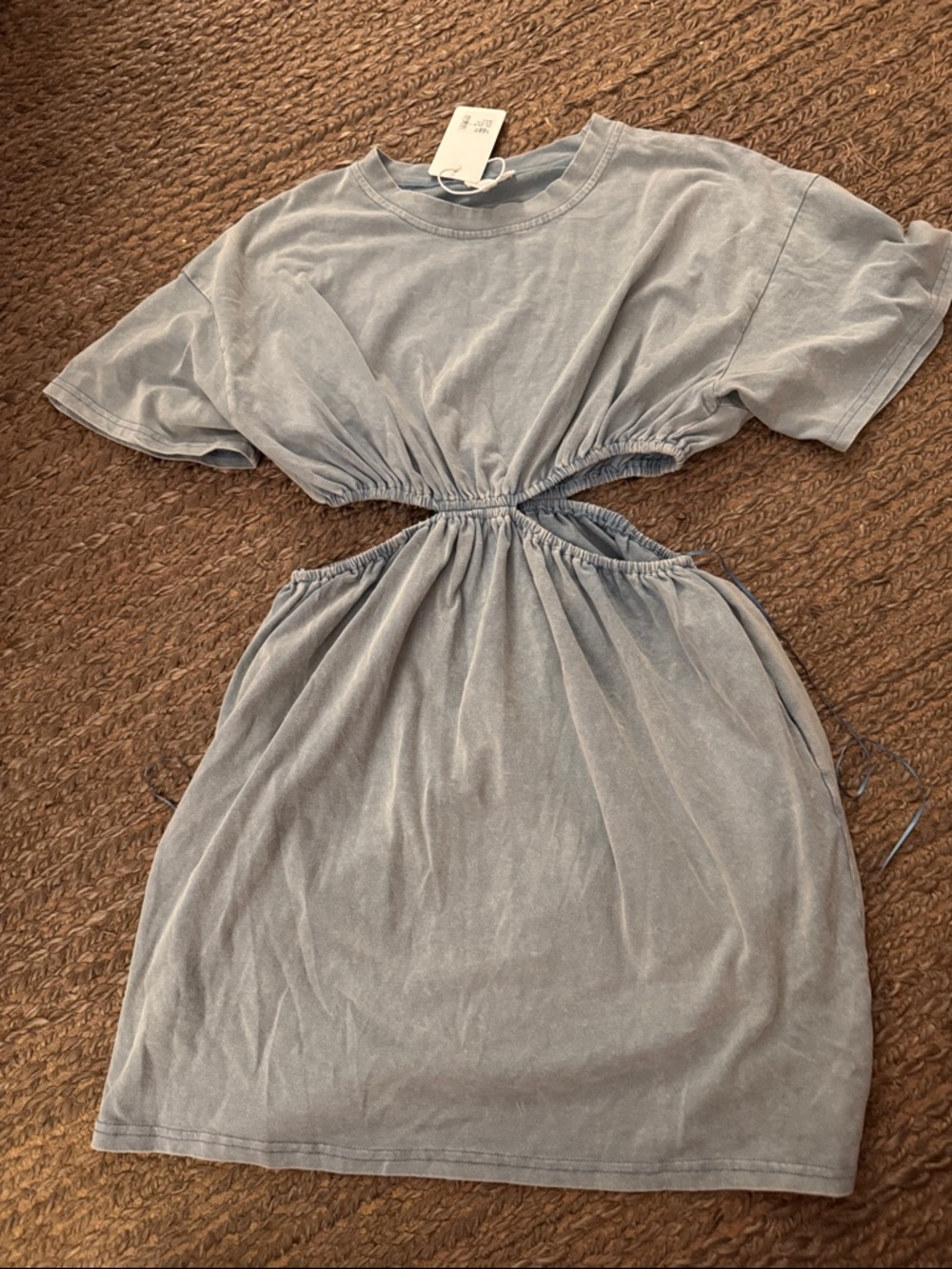 Casual Cutout Tie-Waist Dress - Light Gray